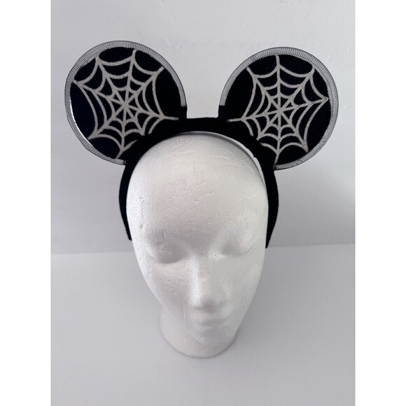 Disney Parks Mickey Mouse Spider Web Light Up Ears Headband Halloween Spooky - Picture 1 of 7
